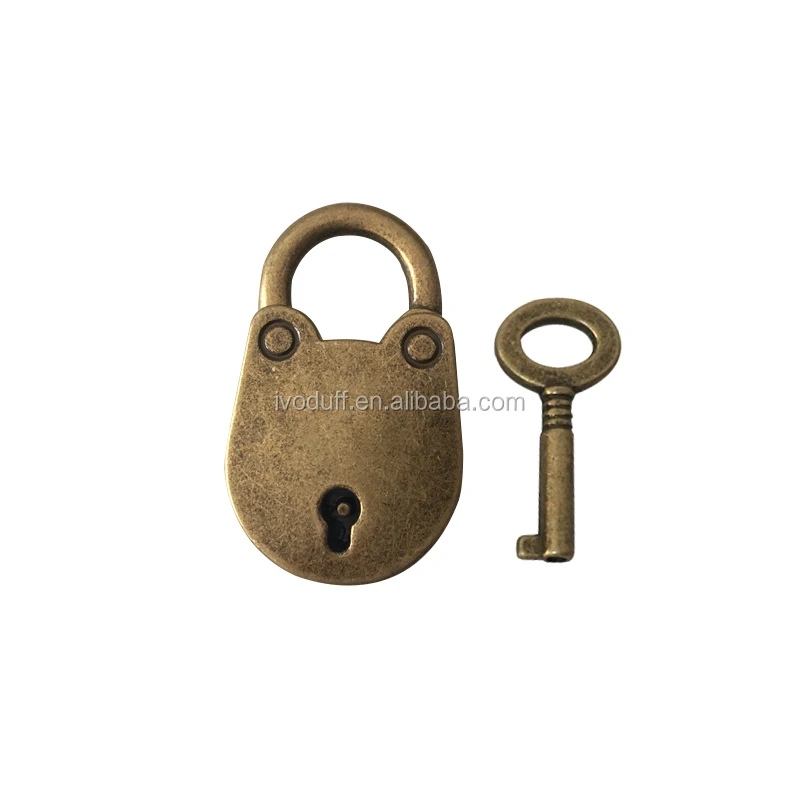 metal round padlock Factory Supply Old Vintage Antique Brass Padlock Lock With Key