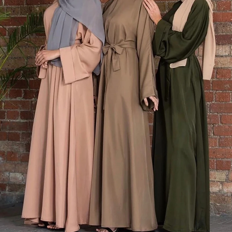 Modern Middle East Abaya Dubai Turkey Solid Color Long Simple Modest Kaftan Islamic dress traditional Muslim clothing For Women