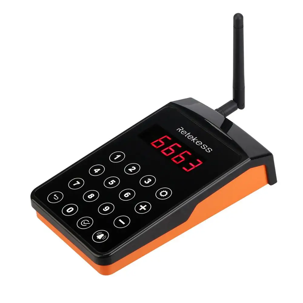 IP67 Wireless FM technology restaurant Paging System with 1 Transmitter 10 Coaster Pagers for Restaurant Clinic Retekess TD156