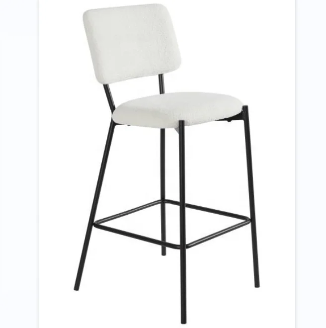 Wholesale Modern Luxury Nordic New scandinavian Interior Hotel Project Gold Rose Metal Leg Teddy White Bar Chair