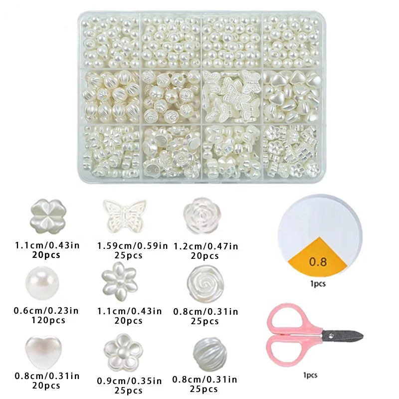 15 Grid 720pcs Pearl Star Spacing Bead Jewelry Findings & Components DIY Accessories Handmade Earrings Bracelet Spacers Box Sets