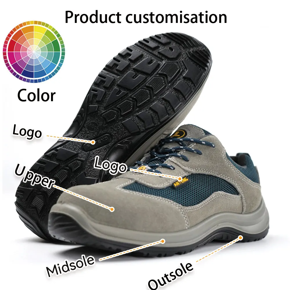 ANTENG S1P SRC ESD Suede Upper Safety Shoes With Steel Tip Or Plastic Construction Lightweight Sefety Work Shoes For Men Suede