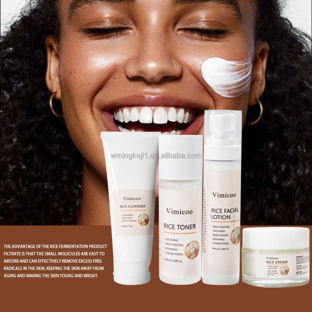 2024 Rice Skin Care New Choice Korean Organic Skincare Rice Extract Face Cleanser Toner Lotion Cream Rice Skin Care Set