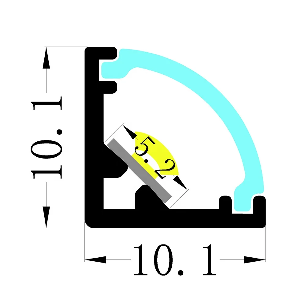 1010 Т для 45 градусов угол Alu V канал экструдированный шкаф гипсокартон угловой алюминиевый светодиодный профиль полосы освещения линейной лампы