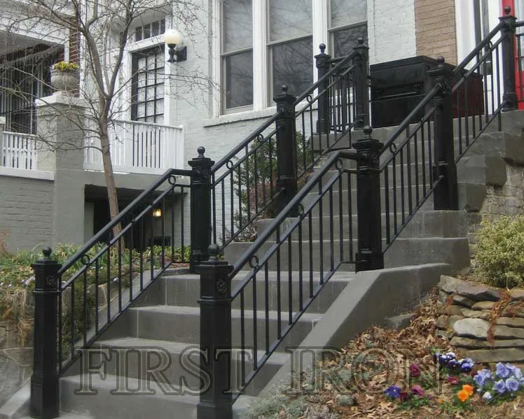 Outdoor deck porch railing waterproof anti rust wrought iron stair railings