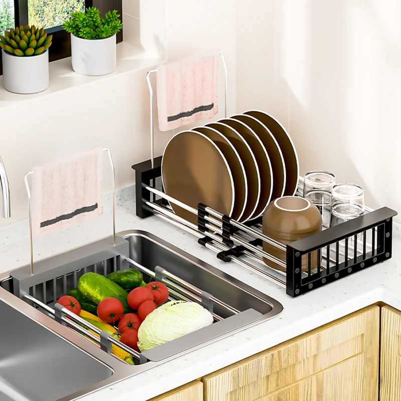 Drainer Shelf Drain Tray Folding Sink Organizer Storage Home Kitchen Accessories Bathroom Supplies Foldable Dish Drying Rack