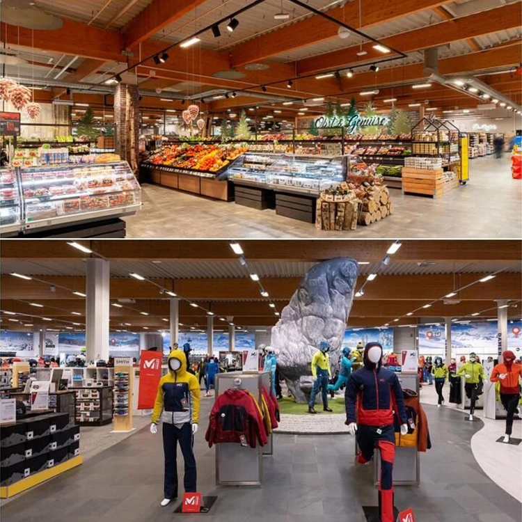 Power Switchable Assymmetrica Track Led Lighting Supermarket Shelves 44w 70w Track Panel Light