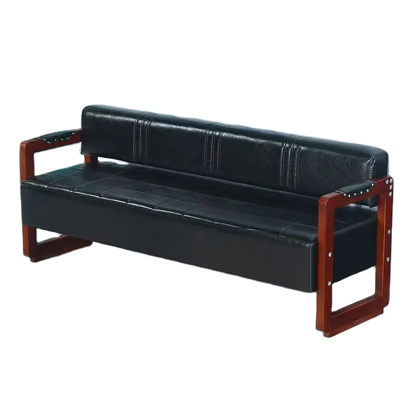 Barbershop Waiting Sofa Strip Vintage Solid Wood Salon Lounge Chair Beauty Nail