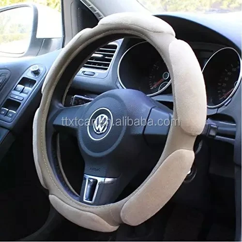 Universal Car Accessories Soft Suede Memory Foam + Anti Slip Leather Car Steering Wheel Cover