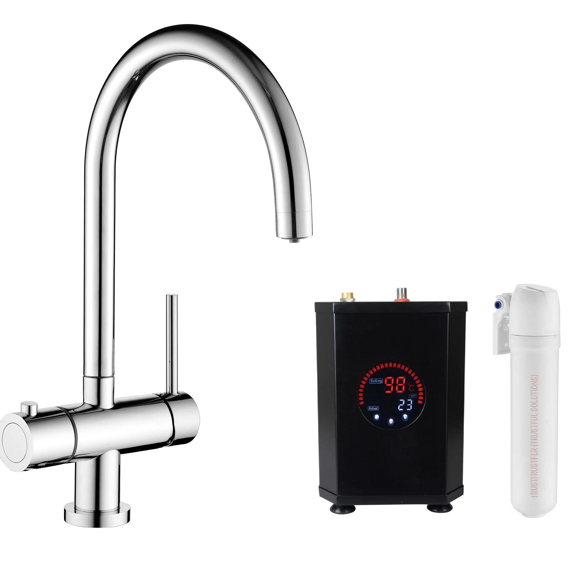 OEM 3 in 1 Matt Black Instant Boiling Hot Water Tap Kitchen Water Heater Faucet