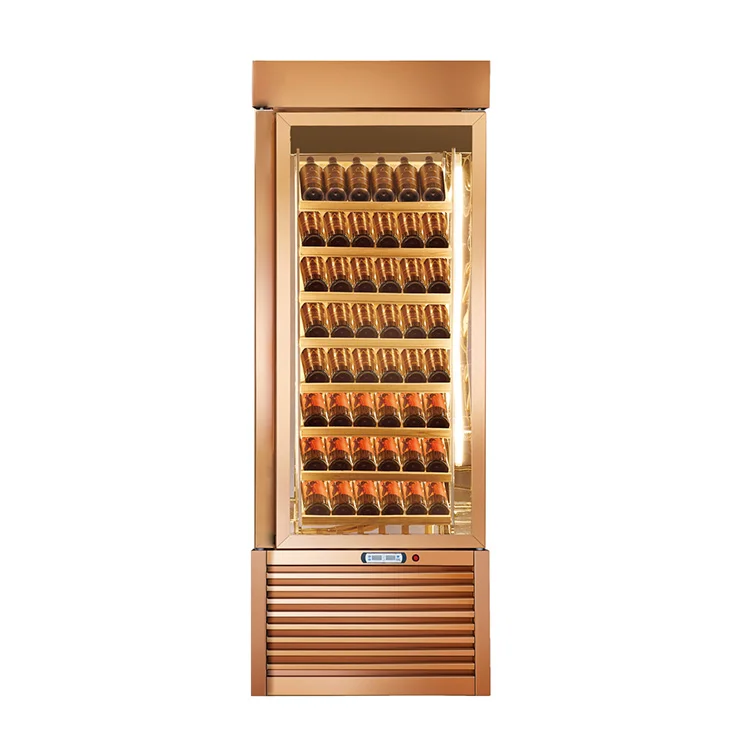 Трехсекционный роскошный охладитель для вина встроенный Золотой бутылок отеля