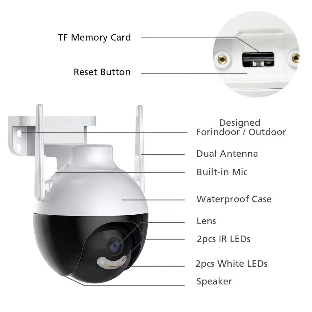 New Auto Tracking 2MP 4K 8MP Color Night Vision 360 Degree CCTV Outdoor Wireless Security IP Network WIFI Camera