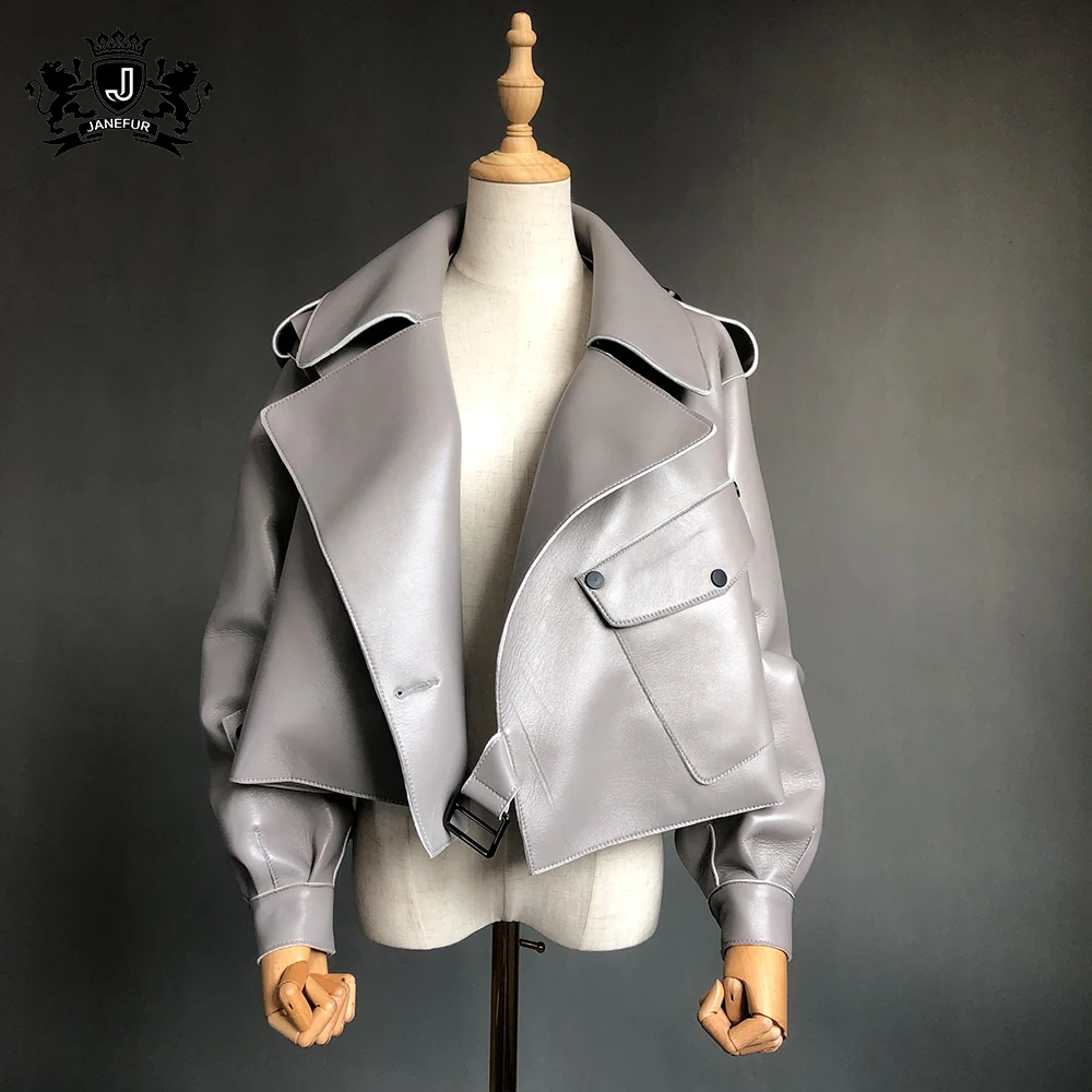 2021 New Design Fashion Slim Sheepskin Short Women Leather Coat Women Coats