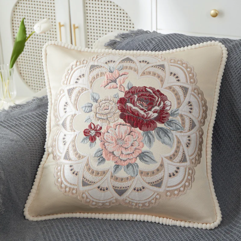 Ready-made high quality Vintage Embroidered Cushion Cover, Sofa Decoration Pillow Cover for Living Room
