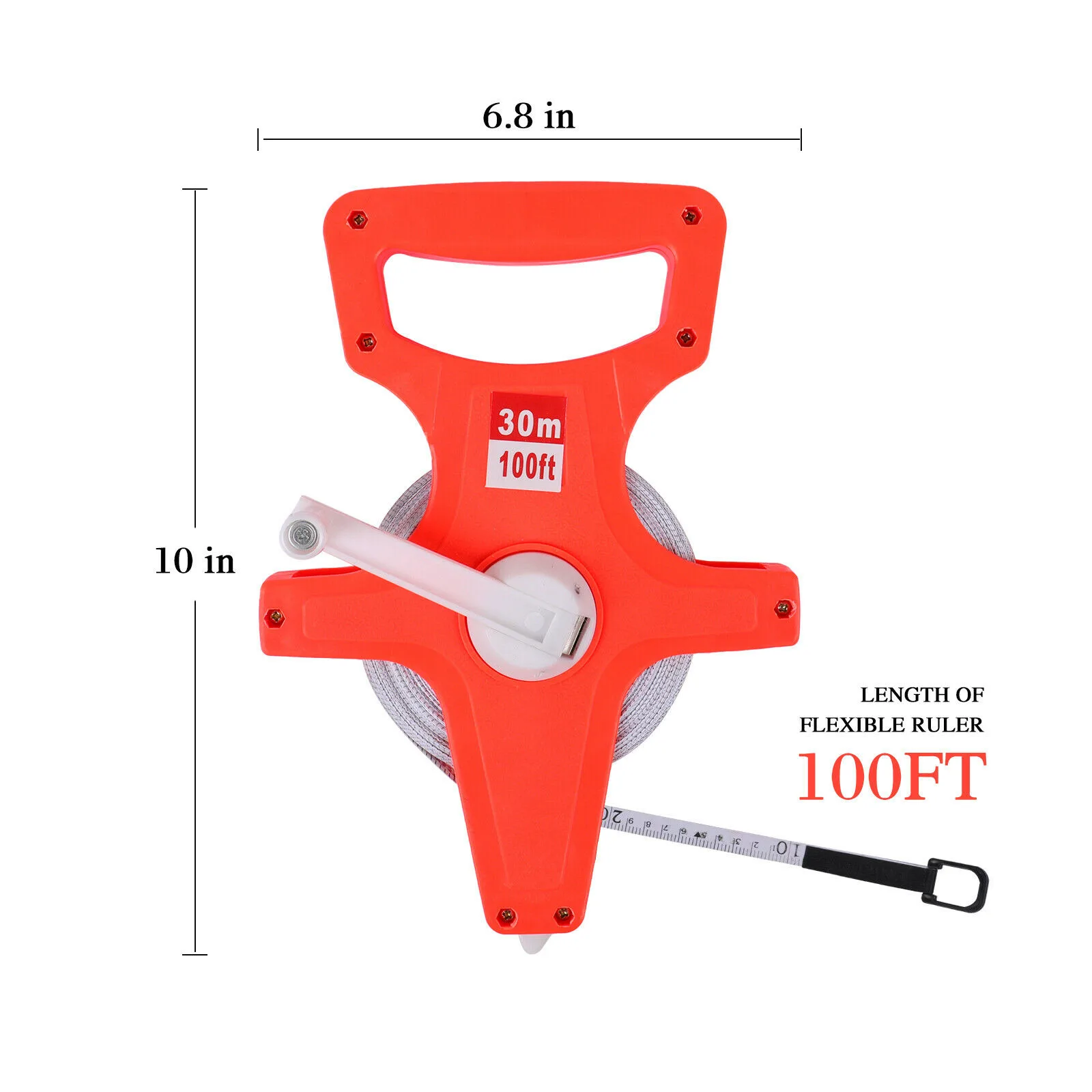 100 Foot Open Reel Fiberglass Tape Measure Reel Dual Sided Metric Surveying