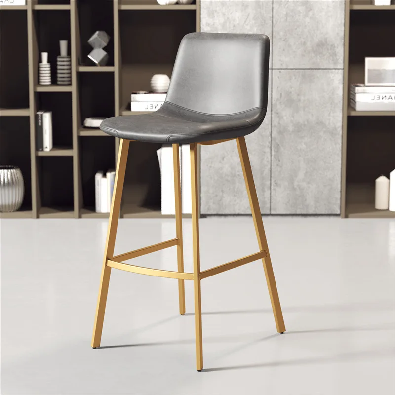 Pu Leather Bar Stools Industrial Pub Barstools With Back And Footrest Modern Armless Bar Stool Chairs