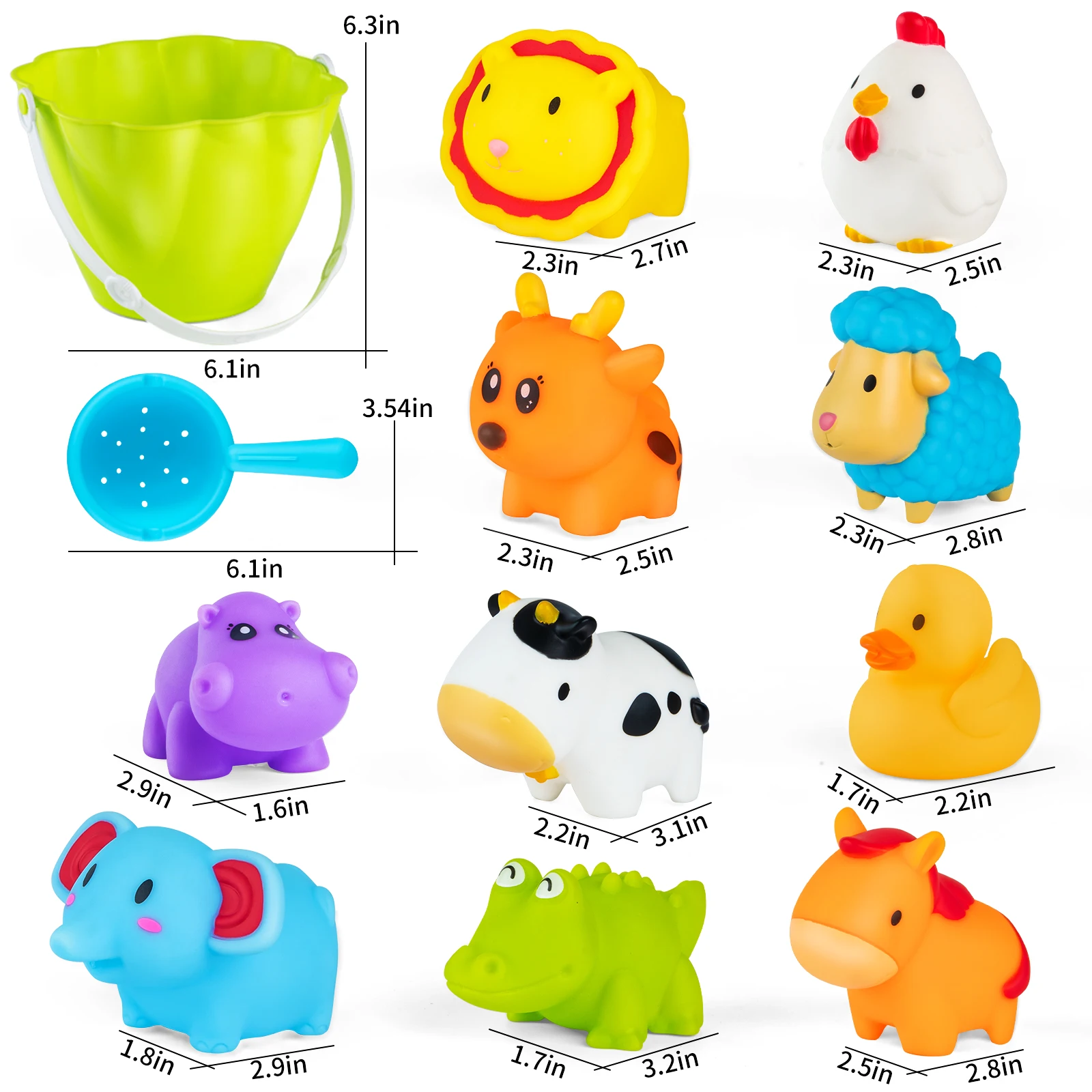 12PCS Bulk Cartoon Child Rubber Bath Toy Animal Toddler Squirter CPC Forest Squishy Animal For Kids 3-5 Years