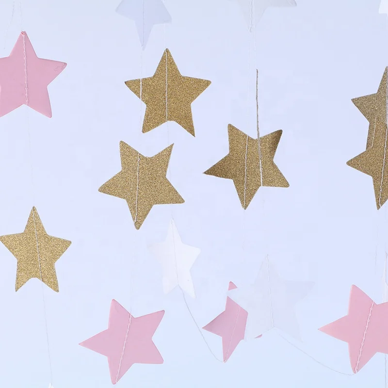 2M Star Glitter Paper Garlands Party Decorations String Wedding Favors
