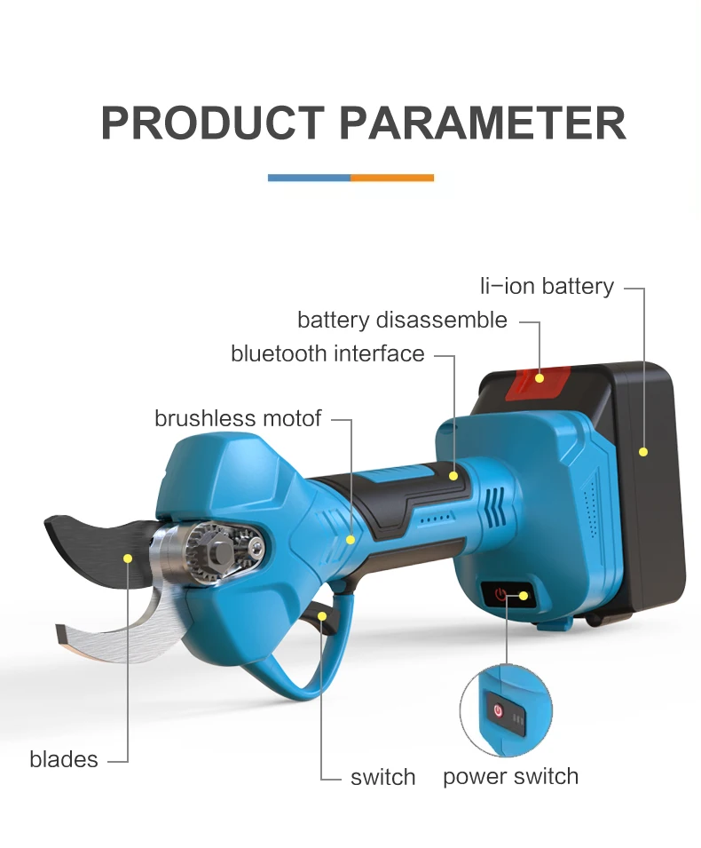 YODOO  hot sale Electric Pruning Shears 2 battery Optional Extension Rod Vineyard Vines Power Tools Cordless Electric Scissors