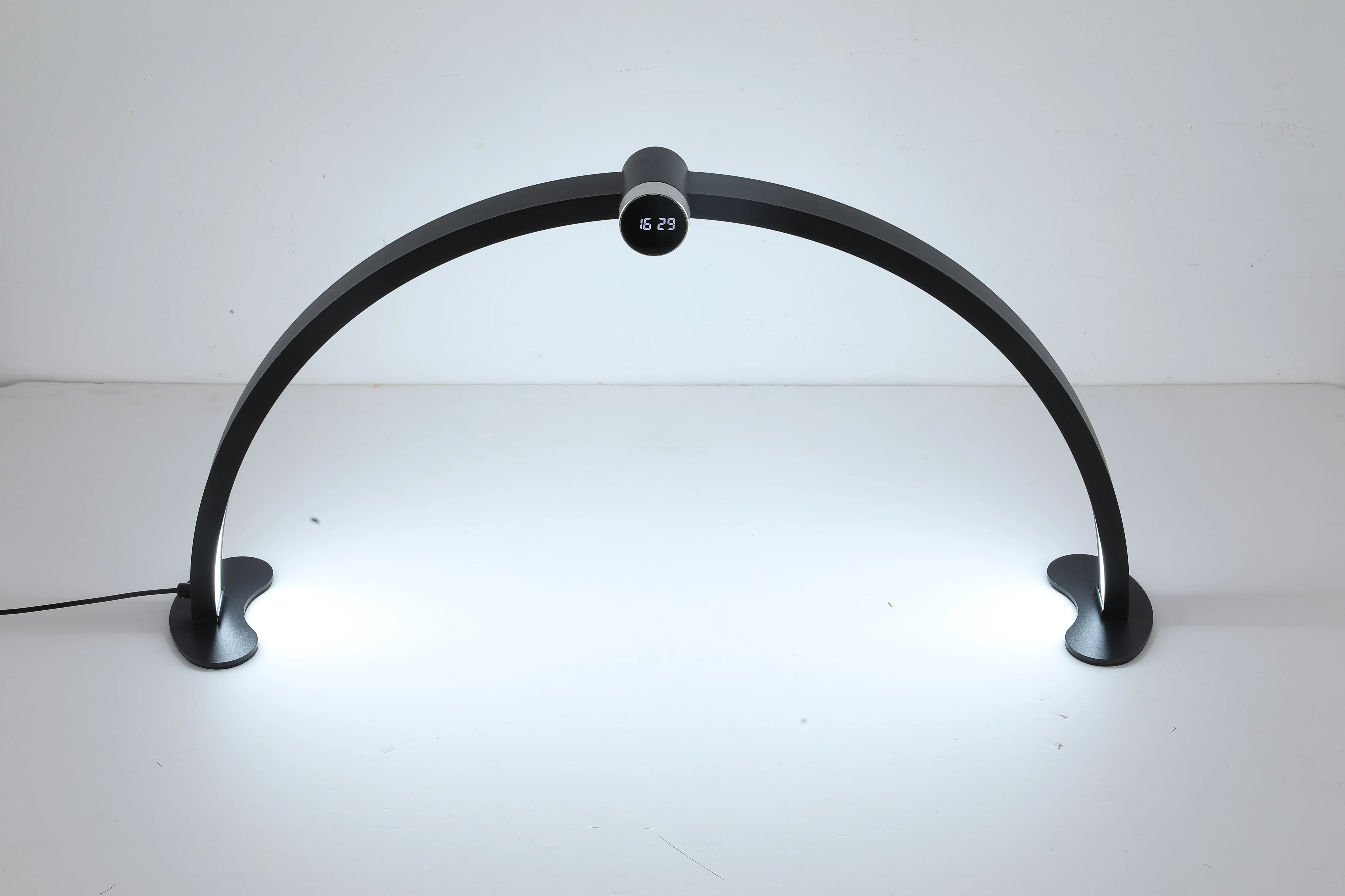 New Free Custom Logo LED Desktop Half Moon Lamp with time display Rhinestones Desktop Arch Ring Led Fill-in Lamp half moon light