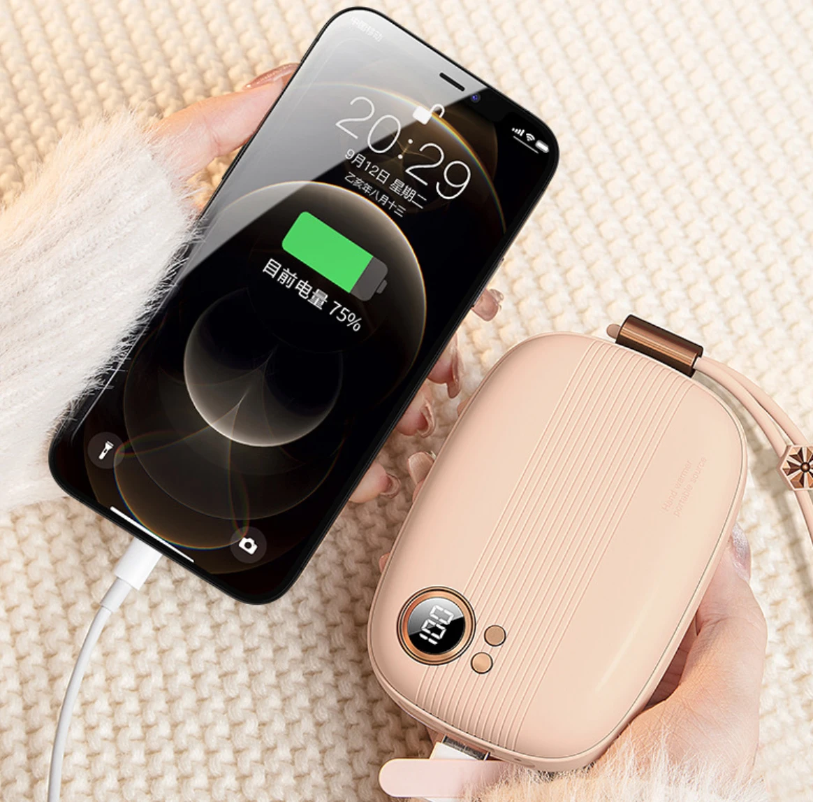 wholesale  winter beautiful and practical rechargeable power bank electric hand warmer