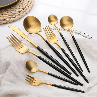 Luxury 4 PCS Stainless Steel Cutlery Set Dinnerware Spoon Knife Fork Flatware Set for Kitchen
