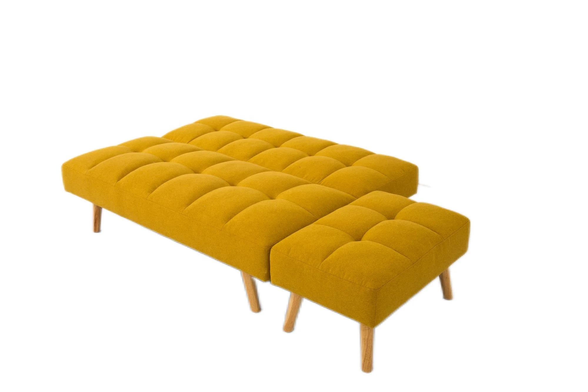 Metal Legs & 3 Adjustable Backrest Angles, M Lounge Chair Set Double Sofa Bed with Ottoman, Convertible Folding Futon Chair
