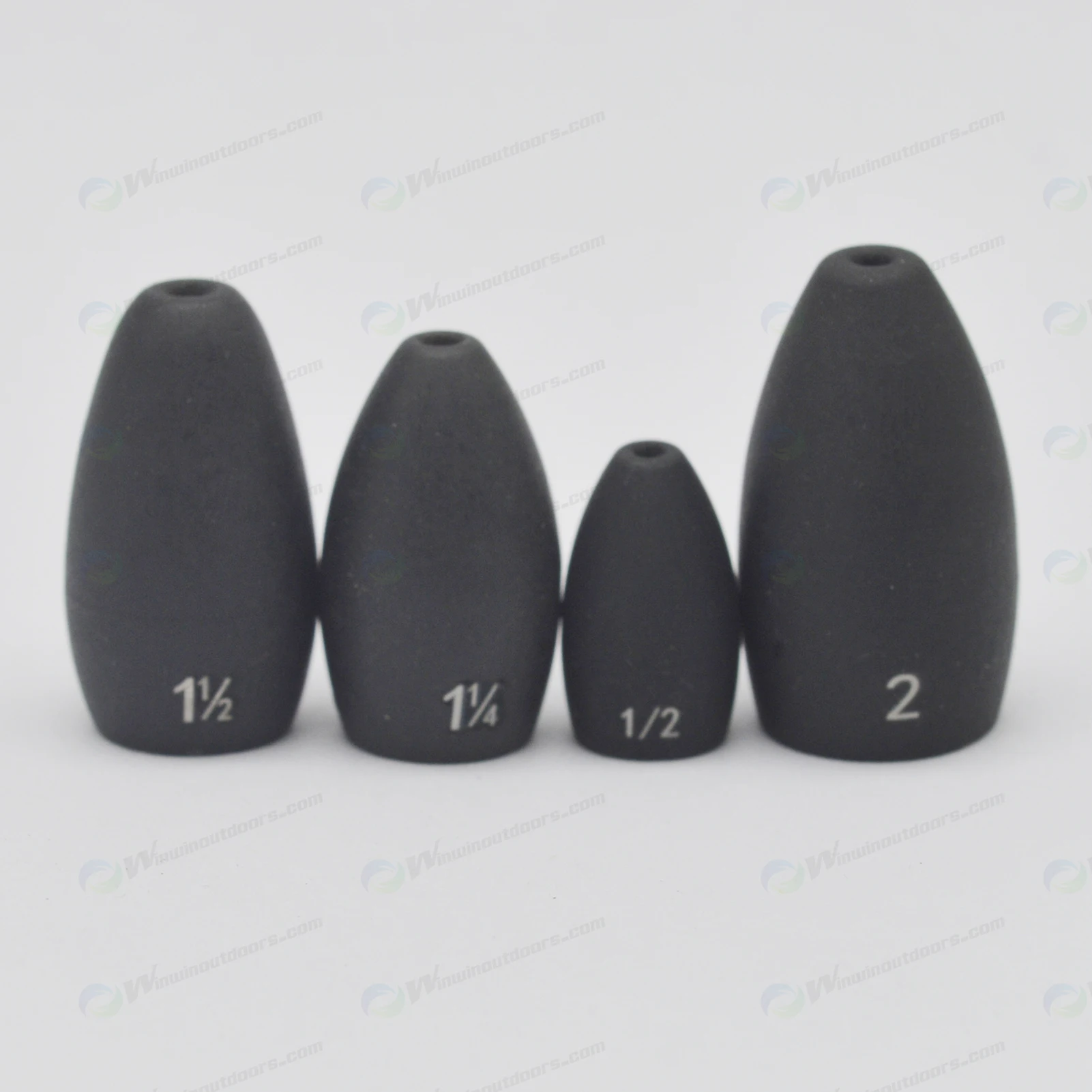 anodized  black 1 1/2 TFW with size mark  tungsten sinker, whole tungsten fishing sinker for sale