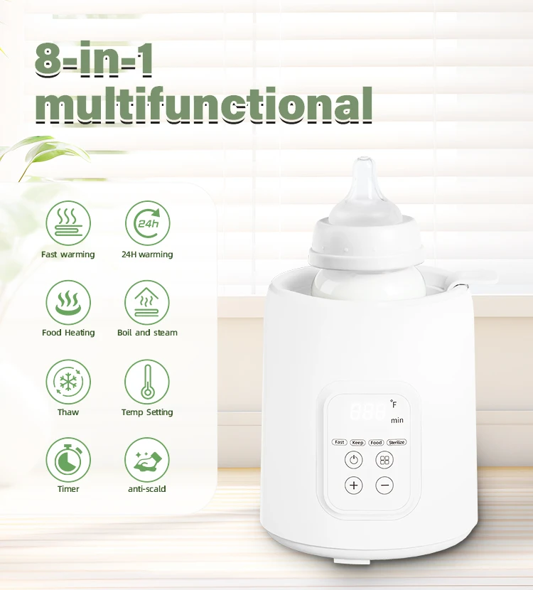 Baby Feeder Manufacture Customized High Quality 8-in-1 Fast and Keep Warming Steam Milk Bottle Warmer
