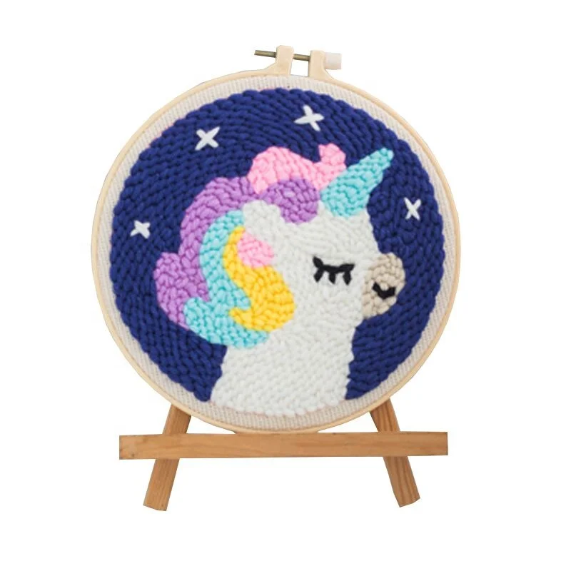 
Unicorn embroidery diy punch needle kit 