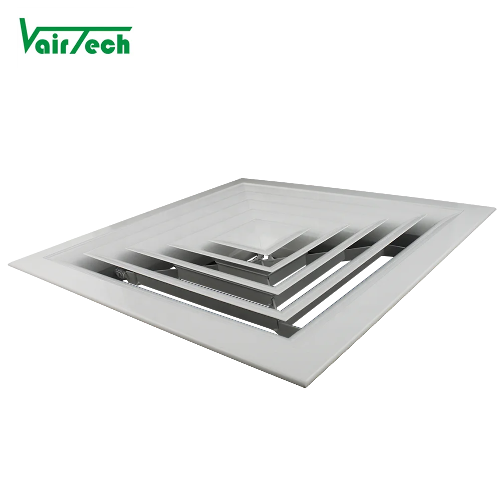Powder coated 4 way supply ceiling air conditioning diffuser