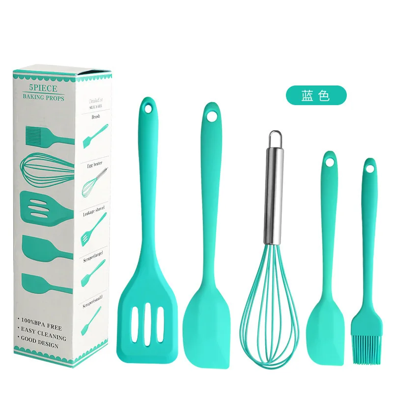 New Silicone Products Home and Kitchen Accessories 5Pcs Heat Resistant Food Silicone Kitchen Utensils Cheap Cooking Spatula Set