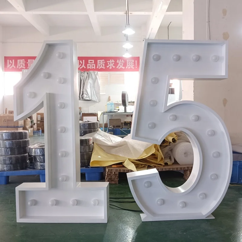 Kexian Custom Marquee Numbers Giant Led Light Up Marquee Letters Decorative Numbers 0-9 LED Bulb Light Number