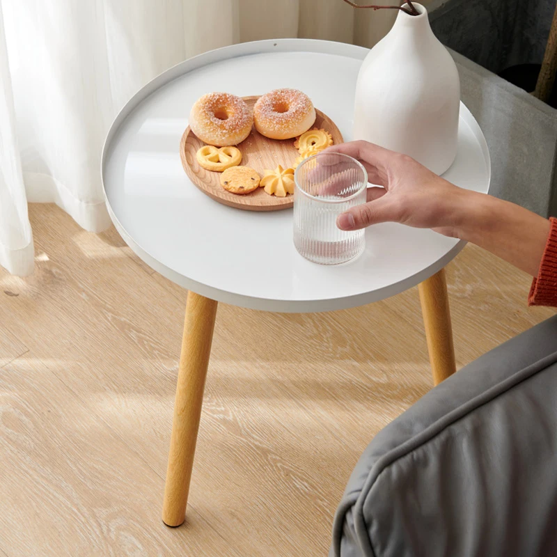 Living Room Furniture Tisch Center Tea Bedside Table Basse Mdf Small Cafe Round Side Table Coffee Tables With Wood Legs