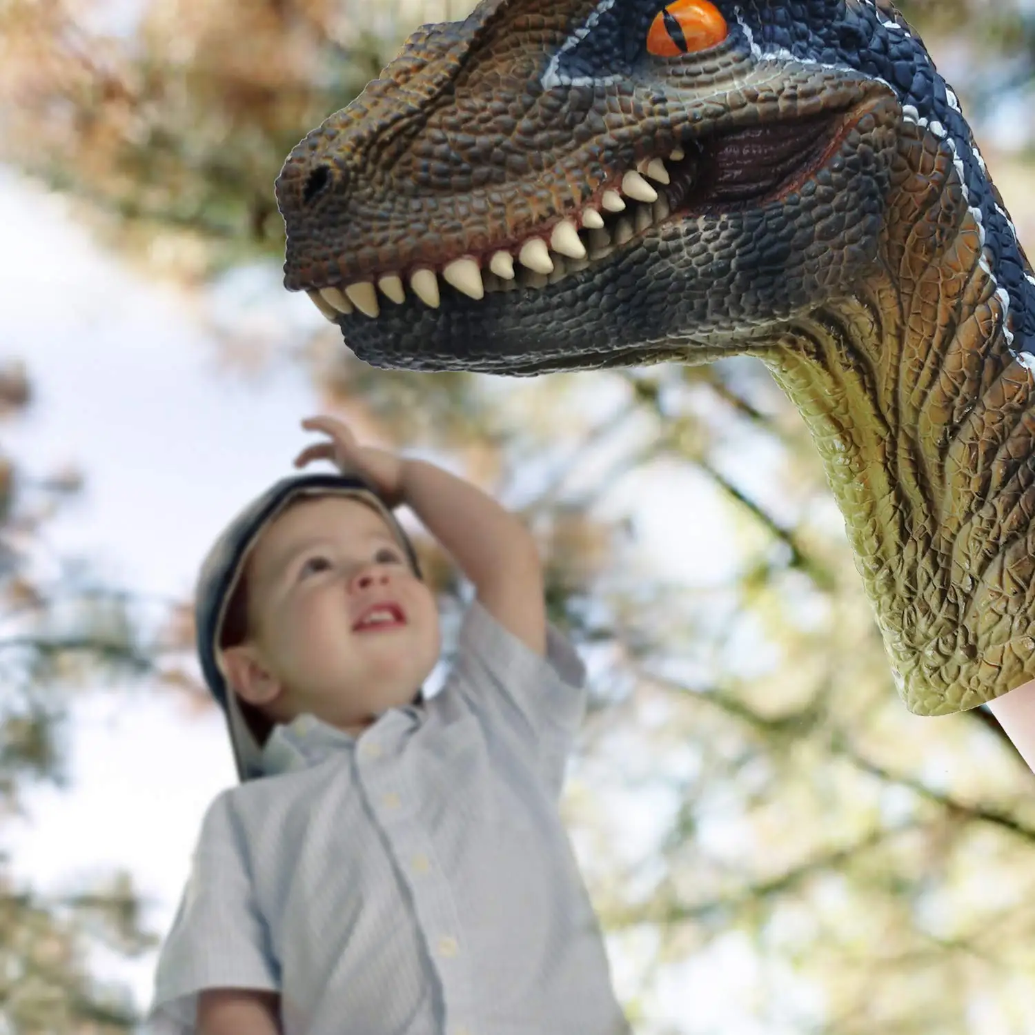 Realistic High Quality Soft PVC Plastic Dinosaur Toys Realistic Eco-friendly Dinosaur Hand Puppet Velociraptor Puppet