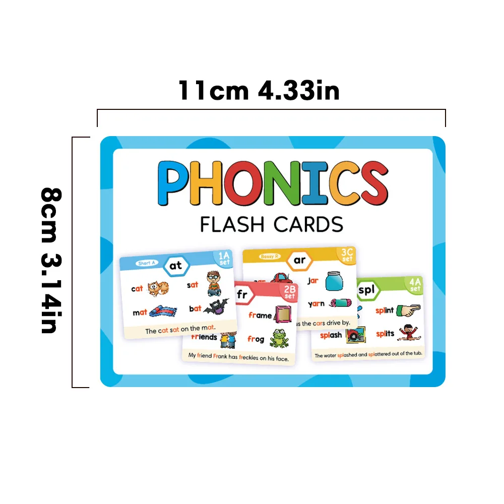 Kindergarten CVC Blends Long Vowel Sounds Learn to Spelling Reading Sight Words English Phonics Flash Cards