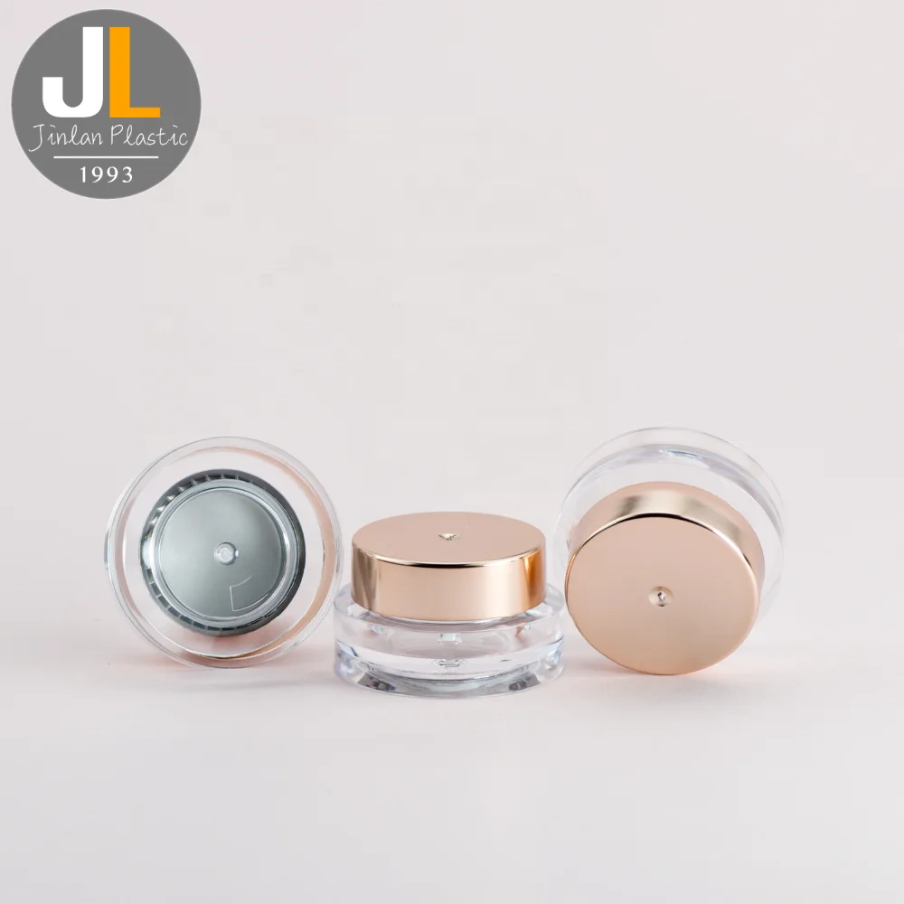 Low Moq Round Cosmetic Packaging Gold Skin Care Cream Container 3g Double wall Cosmetic Jar