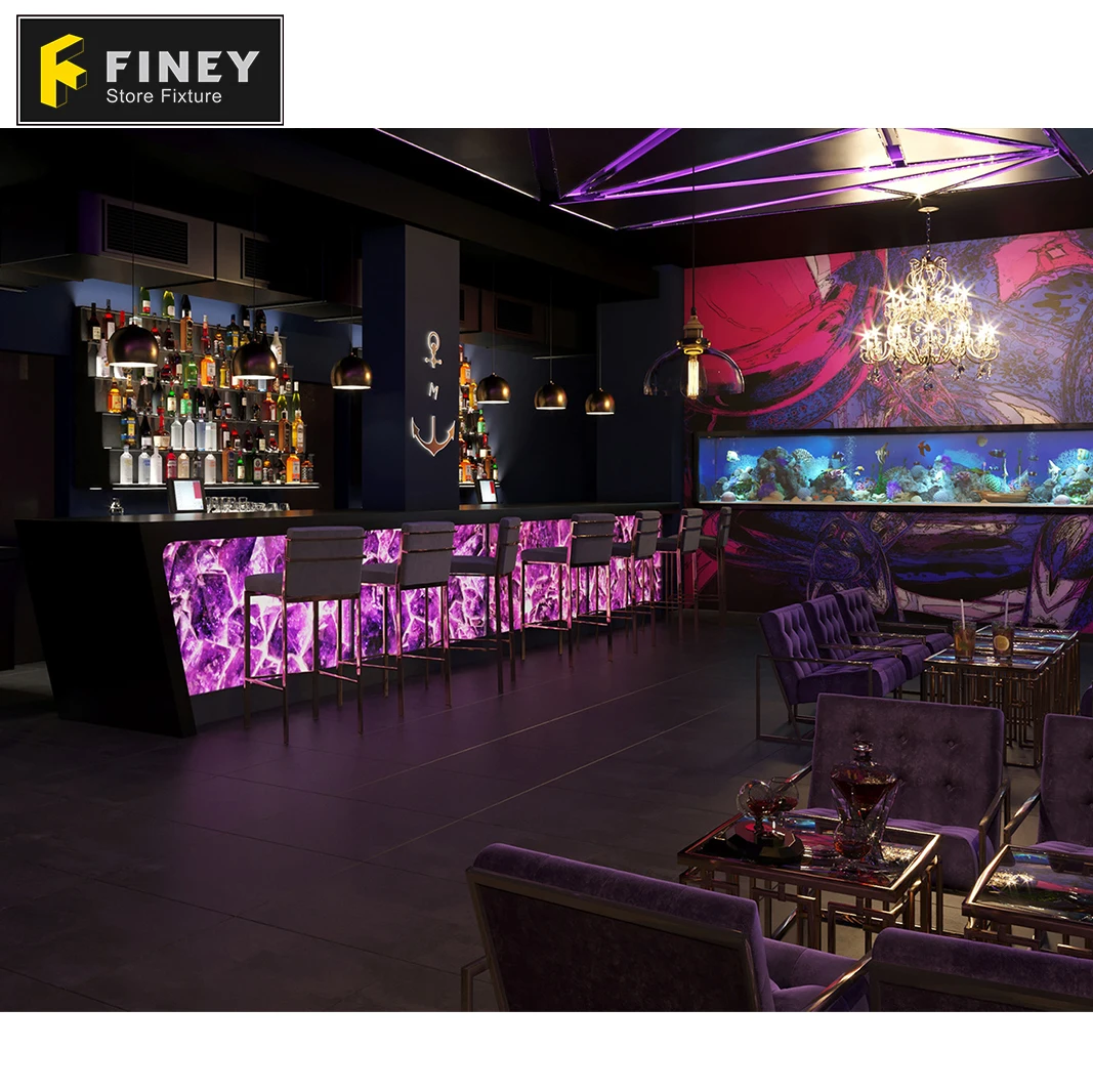 Customized Strip Club Hot Sale Interior Decoration Design With Modern Night Club Lounge Bar Counter