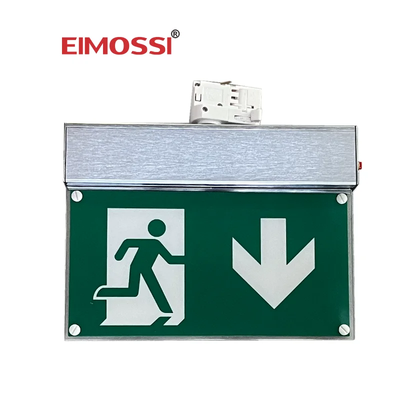 Track mounted AIMOXI EM4060 acrylic board light rechargeable LED emergency exit for door supermarket exit sign
