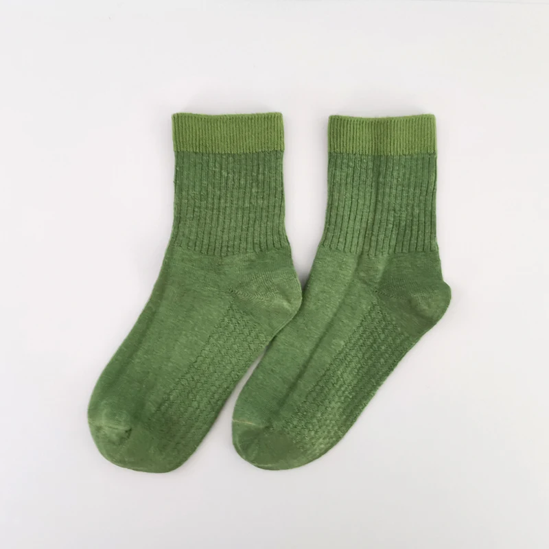 linen socks 1 pair flax natural fiber ankle socks forest green 100% linen yarn breathable non slip high beam mouth