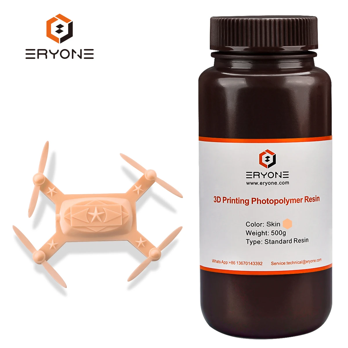 Eryone Skin Color 3D Printing Photosensitive UV Curable Resin, High Precision Liquid Glue Resin for DLP Casting