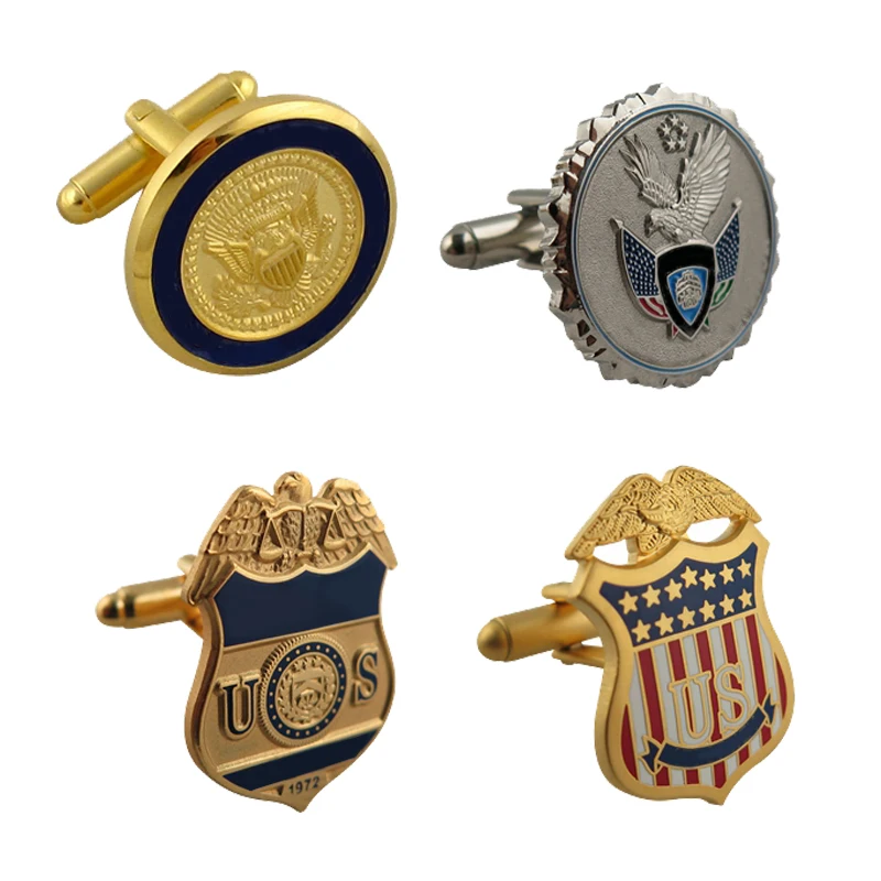 Cufflink Supplier Custom High Quality Logo Luxury Brass Cuff links And Tie Clip For Uniform