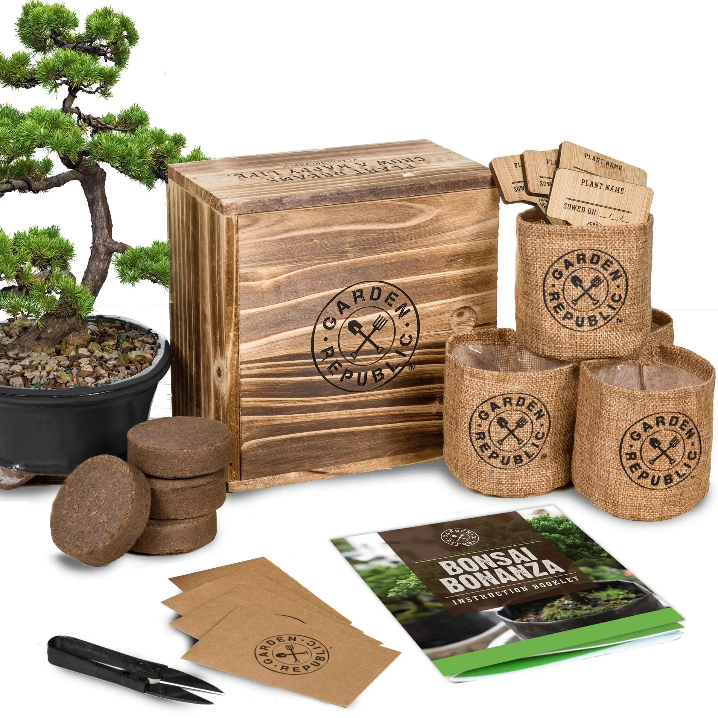 Hot selling Grow 3 Mini Bonsai Trees, Indoor Plant Growing tool Kit - Bonsai Starter Kit, Soil, Planters & Shears
