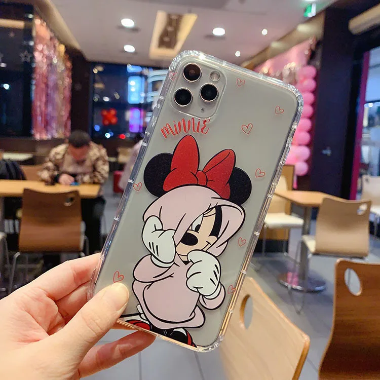 Cartoon Mouse Phone Case for iPhone 14 13 Pro 12 11 Pro Xs X XR Max 8 7 SE Clear TPU Cases Soft Black Cover