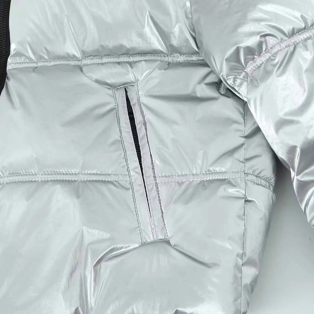 PB&ZA Women 2023 Winter Fashion Metal padded jacket short anorak Coat Vintage Long Sleeve Female Outerwear Chic Overshirt