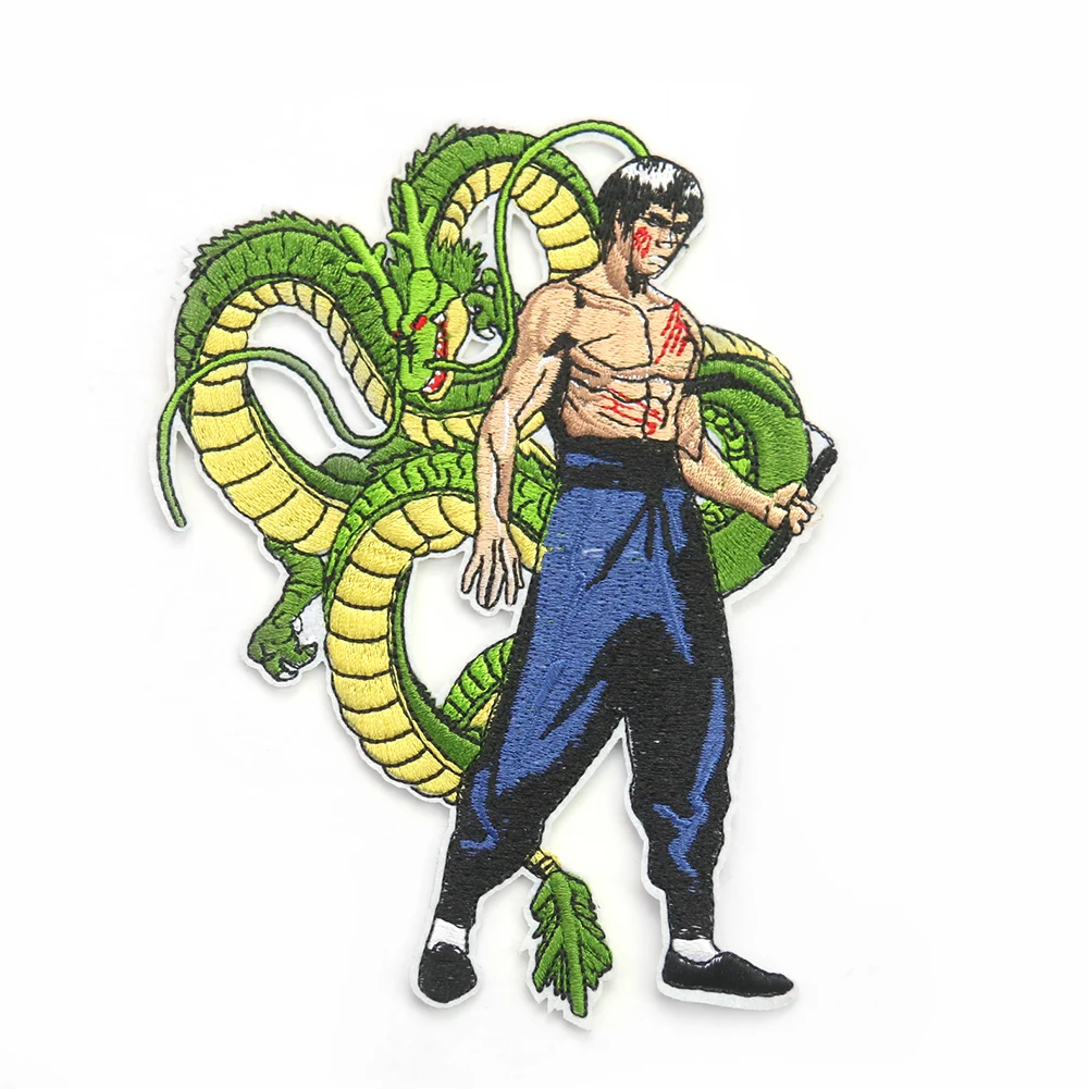 Китайские нашивки кунг-фу Брюса Ли, мультяшная вышивка нунчаку в стиле хип-хоп, нашивка с утюгом