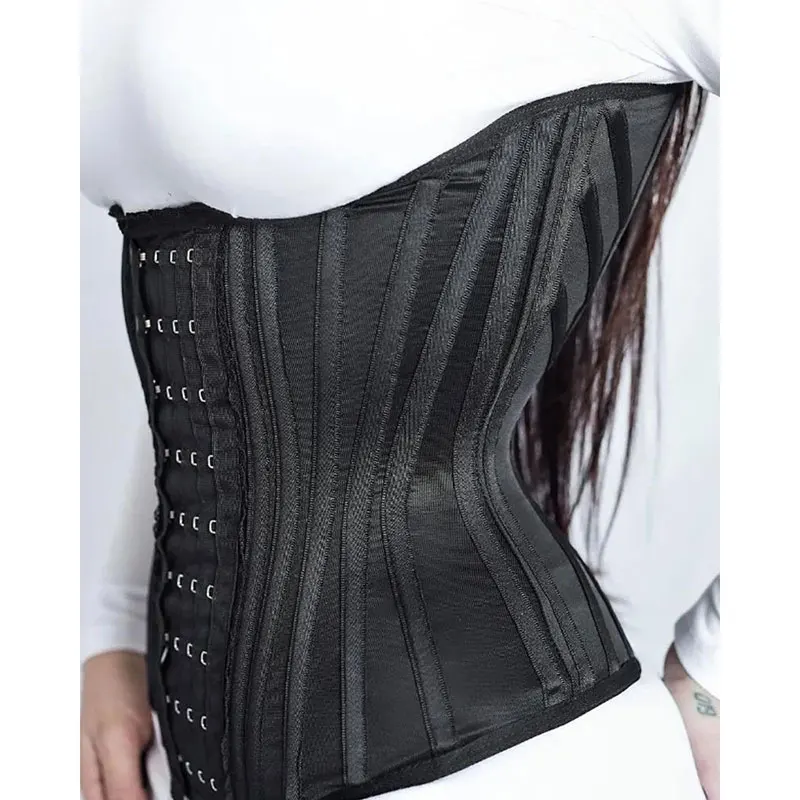 Hourglass Steel Bone Girdle Latex Waist Trainer For Women Zipper And Hooks Corset Sport Cincher Steel Bones Lower Belly Fat