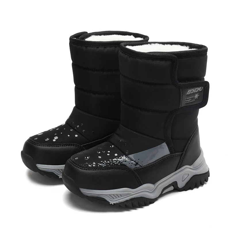 Wholesale Custom Warm Plush Waterproof Children Winter Snow Boots Platform Anti-skid Outsole Boys Girls Casual Shoes Kids Boots