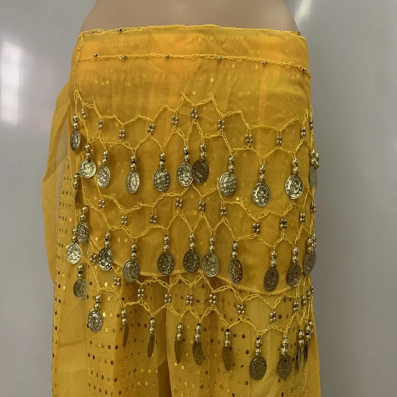 Q31055 Latin Samba Dance Belly Dance Skirt Hip With Dangling Gold Coins Belly Dancer Costumes for Women Girls