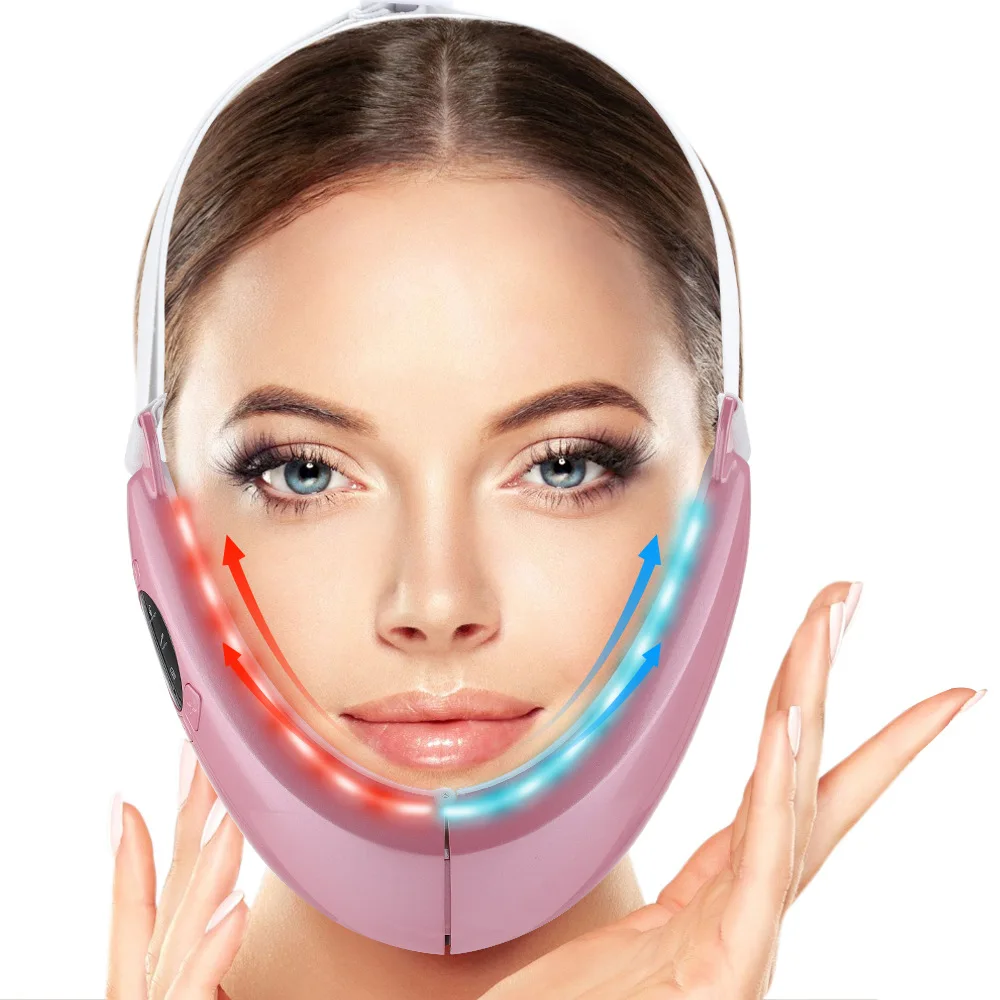 Micro current color light beauty thin face instrument intelligent voice broadcast massage hot compress pull V-shaped thin face